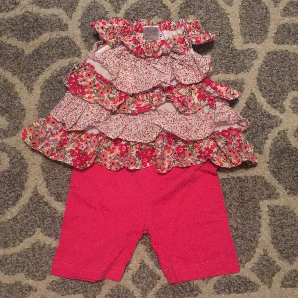 Floral ruffled top with matching shorts